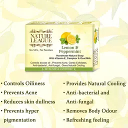 NATURE LEAGUE Set Of 5 Lemon & Peppermint Soap For Skin Nourishing - 100 g Each image 3
