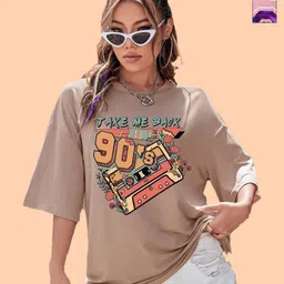 Dreambe Women 2 Printed V-Neck Extended Sleeves T-shirt-picture-32