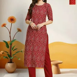 HERE&NOW Women Pack Of 2 Bandhani Printed Straight Kurta-picture-15