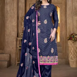 SAINOOR Embroidered Semi-Stitched Dress Material-picture-39