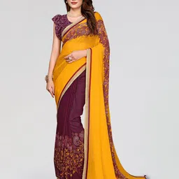 Moda Rapido Floral Poly Georgette Saree image 1