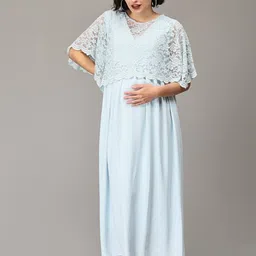 The Mom Store Flared Sleeve Lace Maternity Maxi Dress-image-1