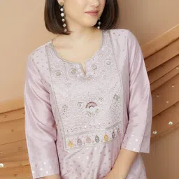 Melange by Lifestyle Woven Design Notch Neck Straight Kurta-picture-31