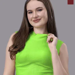 Friskers Pack Of 2 Women Cotton Sleeveless High Neck Crop Top-image-45