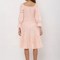 MUMRAA Puff Sleeve Georgette Fit & Flare Dress image 5