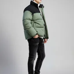 Mast & Harbour Men Mock Collar Colourblocked Puffer Jacket image 3