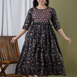 Nevisha Style Women Floral Printed Thread Work Floral Maternity Anarkali Kurta-picture-17