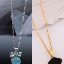 SZN Set Of 2 Gold-Plated Circular Shaped Pendants With Chains-picture-23