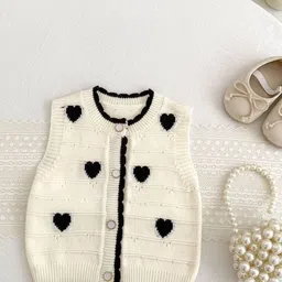 LULU & SKY Girls Self Design Embroidered Sleeveless Sweater Vest-picture-26