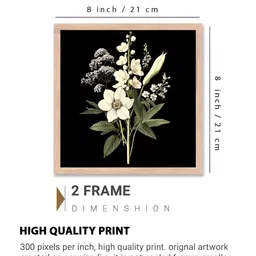 Kotart Black & White 2 Pieces Floral Printed Wooden Wall Paintings image 2