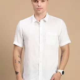 Classic Polo Men India Slim Fit Spread Collar Solid Cotton Casual Shirt-picture-10
