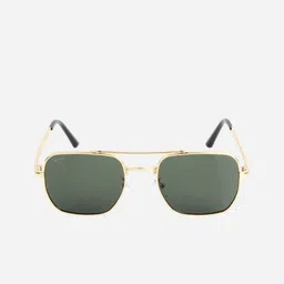 Ted Smith Unisex Green Lens & Gold-Toned Aviator Sunglasses with UV Protected TANK_C1 image 3