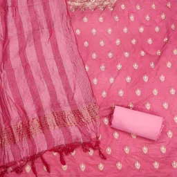 Nayanthara Trends Ethnic Motifs Embroidered Zari Unstitched Dress Material image 2