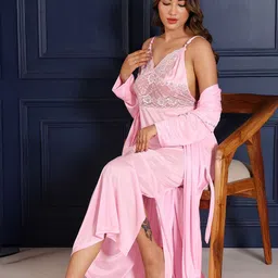 HOUSE OF ELORRA Women's Solid Maxi Nightdress-image-85