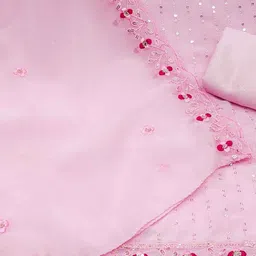 Blissta Floral Embroidered Sequinned Unstitched Dress Material image 5