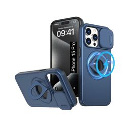Luxury Kase iPhone 15 Pro Mag-Safe Shockproof Rugged Back Case with Ring Kickstand-picture-35