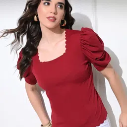 BAESD Puff Sleeves Fitted Top-picture-38