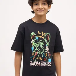 Jack & Jones Junior Boys Graphic Printed Round Neck Pure Cotton T-shirt-picture-36