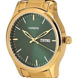 HARBOR Men Brass Round Dial & Bracelet Style Straps Analogue Watch H_IKT_01_DD_Gold_Green image 2