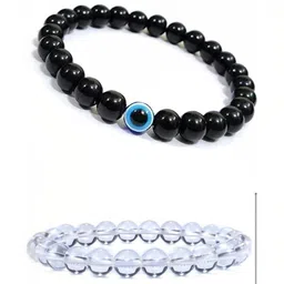 Bilqis Set Of 2 Artificial Beaded Evil Eye Elasticated Bracelets-image-18