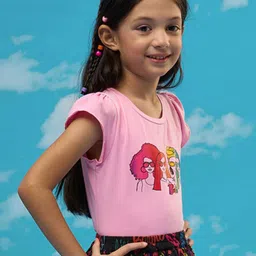 LIL DRAMA Girls Graphic Printed Round Neck Cotton T-shirt image 4