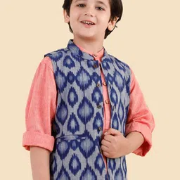Fabindia Boys Mandarin Collar Abstract Printed Tailored Cotton Jacket image 5