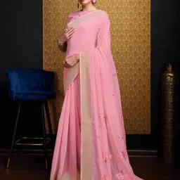 DIVASTRI Floral Printed Zari Pure Cotton Saree image 2