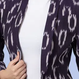 Talethread Ikat Printed Cotton Open-Front Casual Blazer image 3