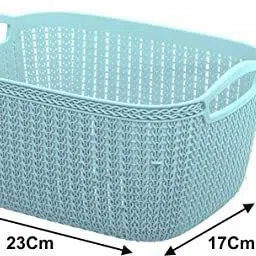 homestic Plastic Q-5 Unbreakable Plastic Medium Size Flexible Storage Baskets (Light Blue) Storage Basket image 2