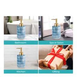 The Better Home Blue & White Ceramic Soap Dispenser 350ml image 4