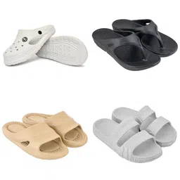Feel alive Men Set Of 4 Ultra-Comfortable & Lightweight Thong Flip-Flops & Sliders-picture-41
