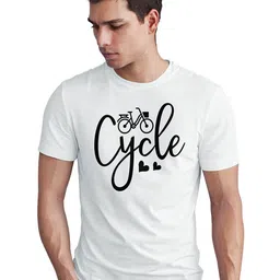 Seekbuylove Typography Cycle Printed Round Neck Bio Finish Pure Cotton T-Shirt-picture-36