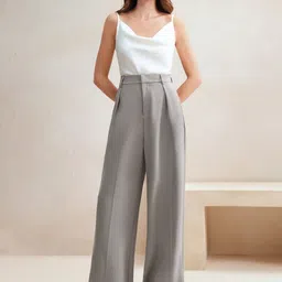 Kotty Women Straight Fit High-Rise Easy Wash Pleated Trousers-image-74