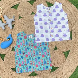 The Mom Store Infant Kids Pack Of 2 Printed Pure Cotton Jabla ROM-BK-CRFS-0-3-Multi-picture-10