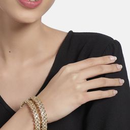 House of Pataudi Set Of 2 Gold-Plated American Diamond Studded Bangles-picture-43