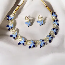 Women Click Enamelled & Beaded Copper Jewellery Set-picture-11