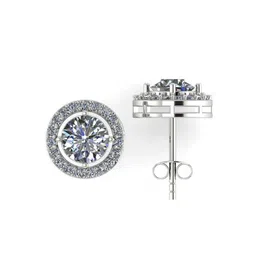 MISS HIGHNESS 925 Sterling Silver Rhodium-Plated CZ Studded Circular Shaped Studs image 3