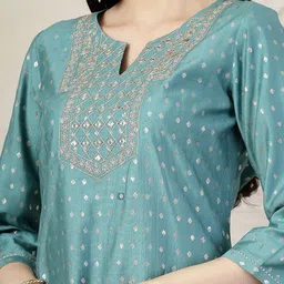 Nayam By Lakshita Ethnic Motifs Embroidered Straight Kurta with Palazzo & Dupatta image 2