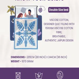 INDRA'S Yellow & White Floral Printed Cotton Reversible 150 GSM Heavy Winter Quilt image 3