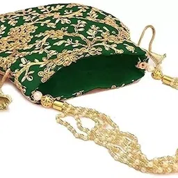 sf beauty Women Orange, Green Potli image 2