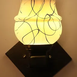 SOMIL Set Of 2 Black & White Glass Bell Shaped Wall Lamps image 3