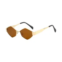 OUDI Unisex Brown Lens & Gold-Toned Oval Sunglasses with-picture-25