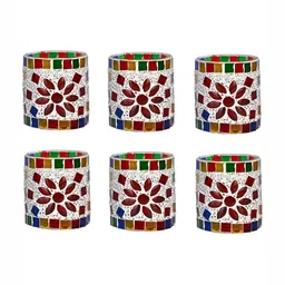 1ST TIME White & Red 6 Pieces Cylindrical Shaped Candle Holders-picture-28