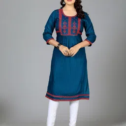 TUNIYA Women Embroidered Mirror Work Straight Kurta-picture-30