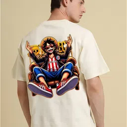 UNIQSOME Men One piece Graphic Printed Round Neck Cotton Oversized T-shirt-image-45
