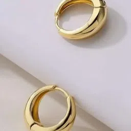 SHREE KRISHNA SHOPPING Women Gold-Plated Circular Brass Hoop Earrings image 1