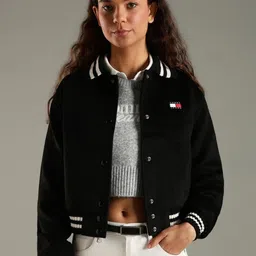 Tommy Hilfiger Women Solid Spread Collar Bomber Jacket-image-42