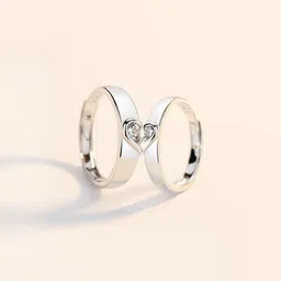 Teeragaj Unisex Set Of 2 Stainless Steel Artificial Stones Studded Finger Rings-picture-35