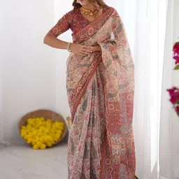 ALMAARI FASHION Ethnic Motifs Pure Cotton Banarasi Saree With Unstitched Blouse Piece-picture-13