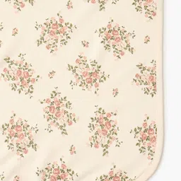 Juniors by Babyshop Cream & Pink Floral Printed Cotton Mild Winter Single Bed Blanket image 5